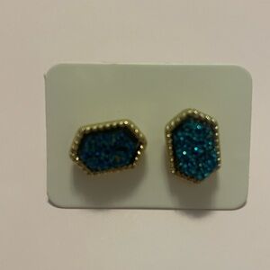 Blue Green Druzy Earrings